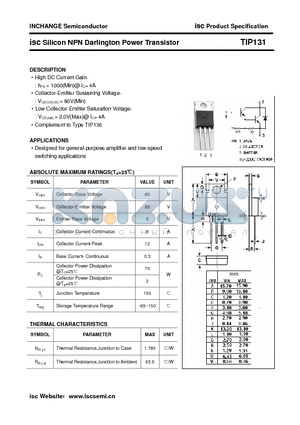 TIP131 datasheet - isc Silicon NPN Darlington Power Transistor