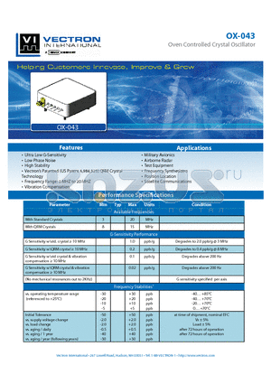 OX-043 datasheet - Oven Controlled Crystal Oscillator