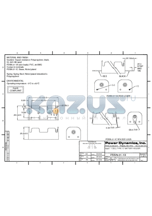 PDSN-21-1C datasheet - 1 CELL TYPE C BATTERY HOLDER