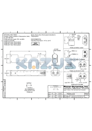 PDSN-22A datasheet - 4 CELL TYPE AA BATTERY HOLDER