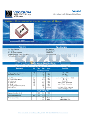 OX-0600-AED-509 datasheet - Oven Controlled Crystal Oscillator