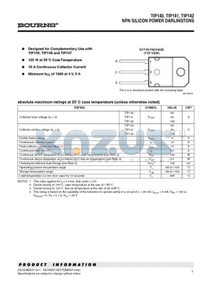 TIP140 datasheet - NPN SILICON POWER DARLINGTONS