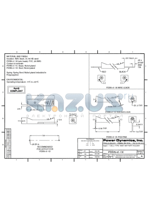 PDSN-41-1A datasheet - 1 CELL TYPE AAA BATTERY HOLDER