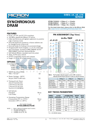 MT48LC4M16A2TG datasheet - SYNCHRONOUS DRAM