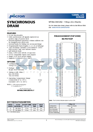 MT48LC4M32B2 datasheet - SYNCHRONOUS DRAM