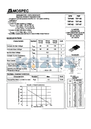TIP141 datasheet - POWER TRANSISTORS(10A,60-100V,125W)