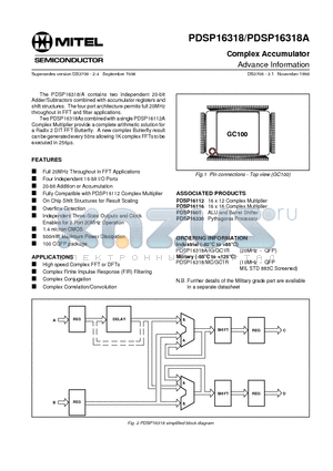 PDSP1601 datasheet - Complex Accumulator