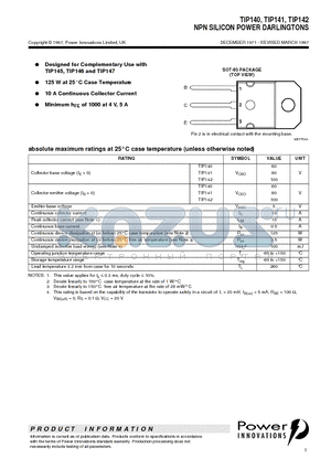 TIP142 datasheet - NPN SILICON POWER DARLINGTONS