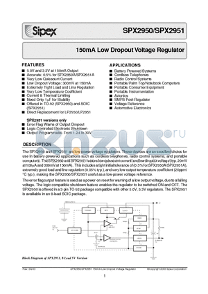 SPX2950CN-3.3 datasheet - 150mA Low Dropout Voltage Regulator