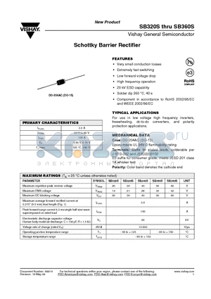 SB360S-E3/54 datasheet - Schottky Barrier Rectifier
