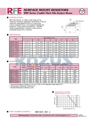 RMF50R-4R7-J datasheet - SURFACE MOUNT RMF Series: Fusible Thick Film Surface Mount RESISTORS