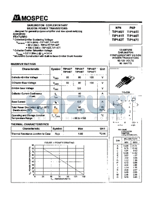 TIP145T datasheet - POWER TRANSISTORS(10A,60-100V,80W)