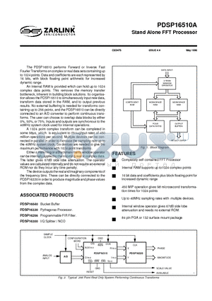 PDSP16256 datasheet - Stand Alone FFT Processor