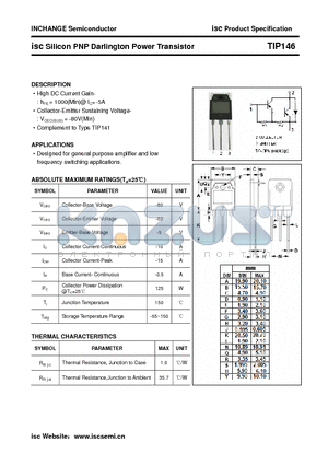 TIP146 datasheet - isc Silicon PNP Darlington Power Transistor