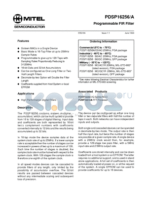 PDSP16256C0 datasheet - Programmable FIR Filter