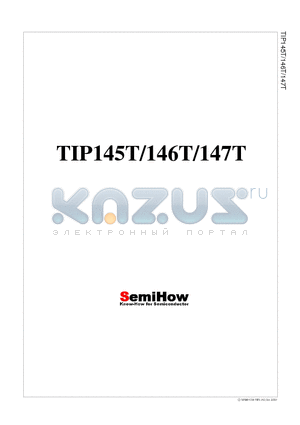 TIP146T datasheet - Monolithic Construction With Built In Base-Emitter Shunt Resistors