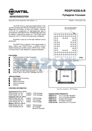 PDSP16330AAOAC datasheet - Pythagoras Processor