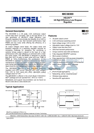 MIC38300HYHL datasheet - HELDO 3A High Efficiency Low Dropout Regulator
