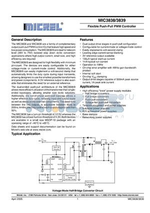 MIC3838BMM datasheet - Flexible Push-Pull PWM Controller