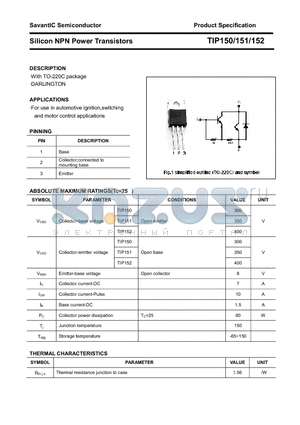 TIP150 datasheet - Silicon NPN Power Transistors