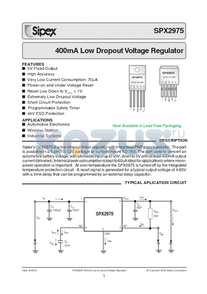 SPX2975ACN-5.0 datasheet - 180 mA Low Dropout Voltage Regulators