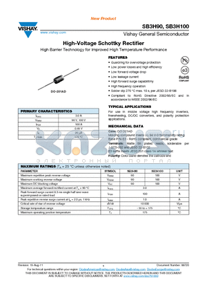 SB3H100 datasheet - High-Voltage Schottky Rectifier