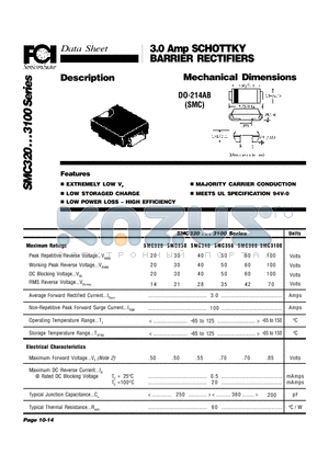 SMC360 datasheet - 3.0 Amp SCHOTTKY BARRIER RECTIFIERS