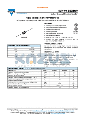 SB3H90 datasheet - High-Voltage Schottky Rectifier