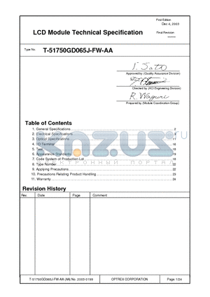 T-51750GD065J-FW-AA datasheet - LCD Module