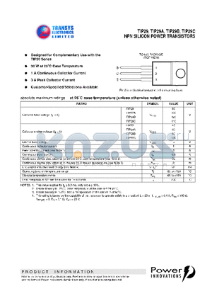 TIP29 datasheet - NPN SILICON POWER TRANSISTORS