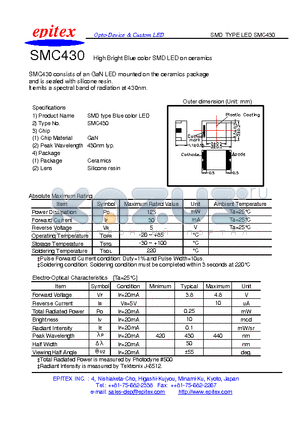 SMC430 datasheet - High Bright Blue color SMD LED on ceramics