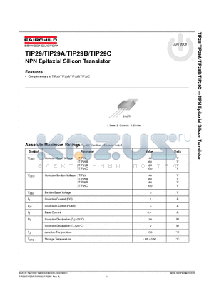 TIP29 datasheet - NPN Epitaxial Silicon Transistor