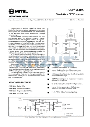 PDSP16510A datasheet - Stand Alone FFT Processor