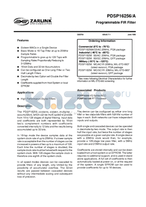 PDSP16510A datasheet - Programmable FIR Filter