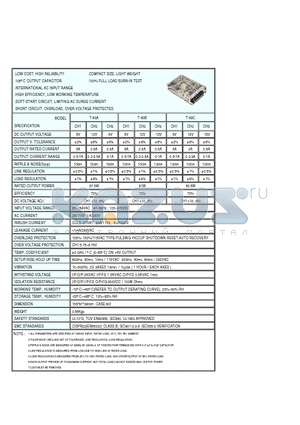 T-60 datasheet - T60  AC-DC 60W POWER SUPPLY