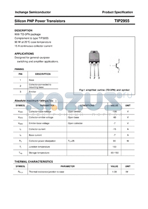 TIP2955 datasheet - Silicon PNP Power Transistors