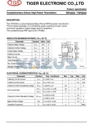 TIP2955 datasheet - Complementary Silicon High Power Ttransistors
