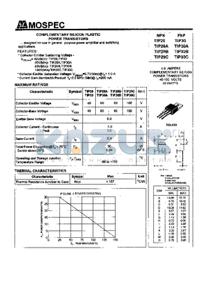 TIP29A datasheet - POWER TRANSISTORS(1.0A,40-100V,30W)