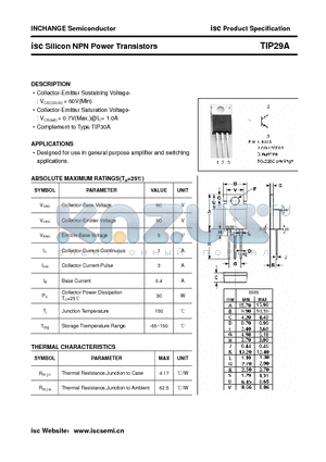 TIP29A datasheet - isc Silicon NPN Power Transistors