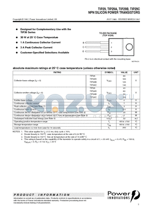TIP29B datasheet - NPN SILICON POWER TRANSISTORS