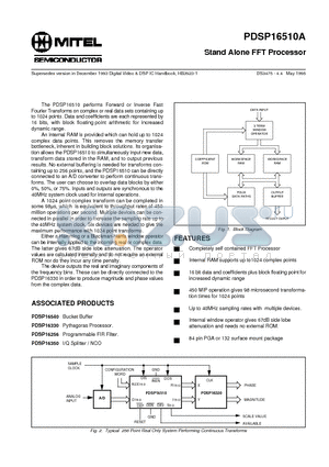 PDSP16510GCPR datasheet - Stand Alone FFT Processor