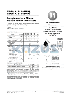 TIP29AG datasheet - Complementary Silicon Plastic Power Transistors