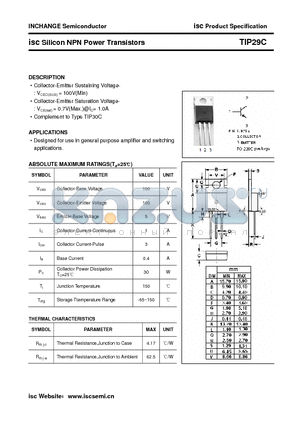 TIP29C datasheet - isc Silicon NPN Power Transistors