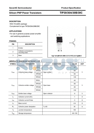 TIP30 datasheet - Silicon PNP Power Transistors
