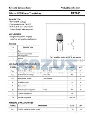 TIP3055 datasheet - Silicon NPN Power Transistors