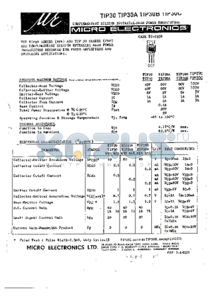 TIP30A datasheet - COMPLEMENTARY SILICON EPITAXIAL-BASE POWER TRANSISTORS