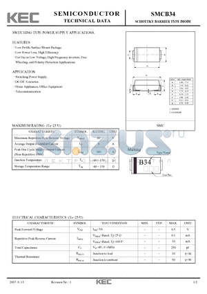 SMCB34 datasheet - SCHOTTKY BARRIER TYPE DIODE