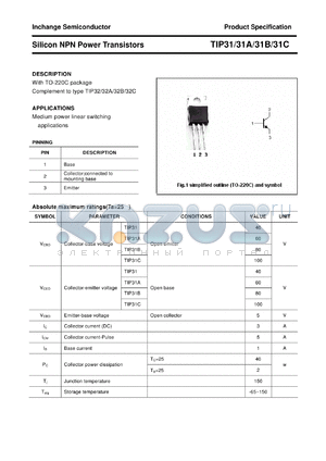 TIP31A datasheet - Silicon NPN Power Transistors