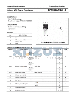 TIP31B datasheet - Silicon NPN Power Transistors