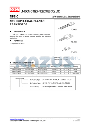 TIP31C datasheet - NPN EXPITAXIAL PLANAR TRANSISTOR